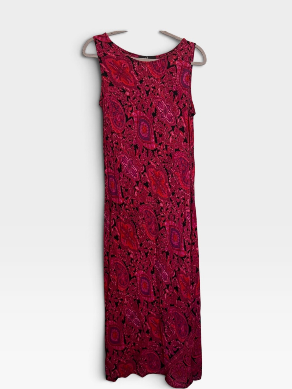 Vintage Y2K Carole Little Sleeveless Fuchsia Paisley Maxi Dress